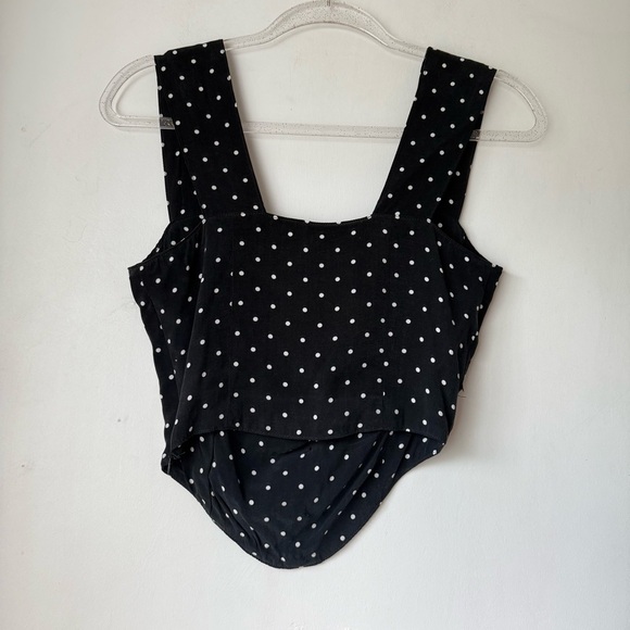 Vanessa Mooney Heather Black & White Polka Dot Bustier Crop Top M - Picture 3 of 5